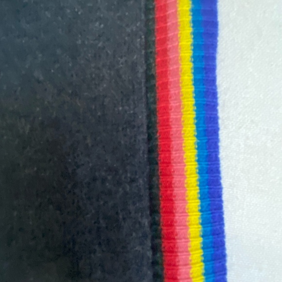 Spiritual Gangster Charcoal Grey Rainbow Knit Trim Open Long Cardigan Sweater- S - Picture 4 of 16